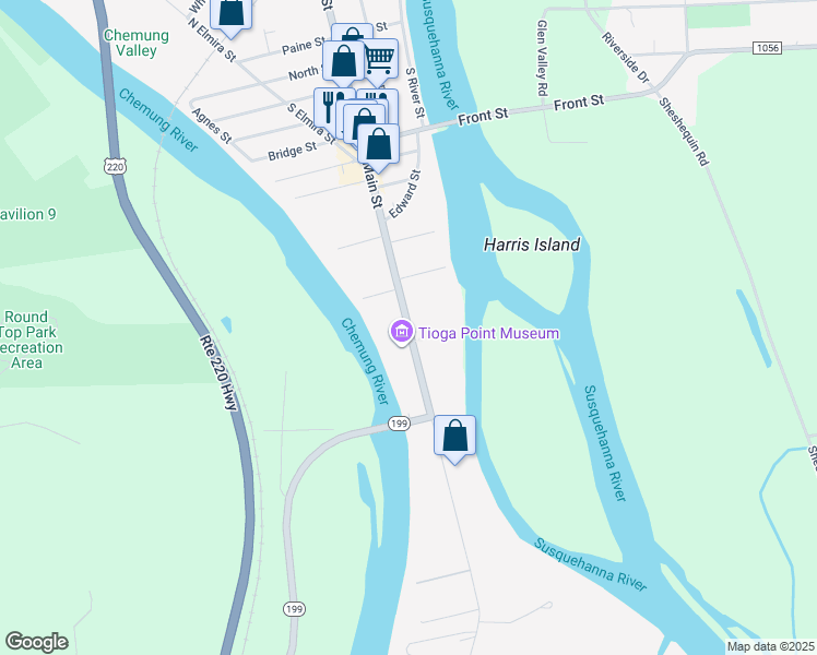 map of restaurants, bars, coffee shops, grocery stores, and more near South Main Street in Athens