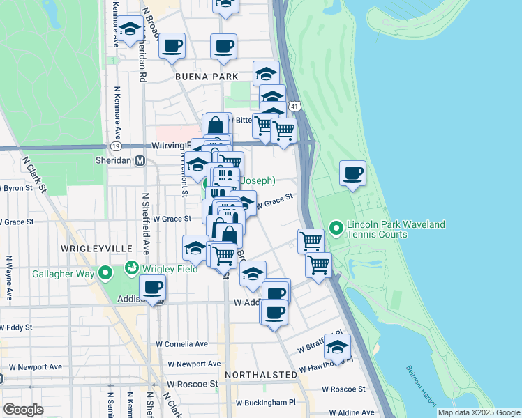 map of restaurants, bars, coffee shops, grocery stores, and more near in Chicago