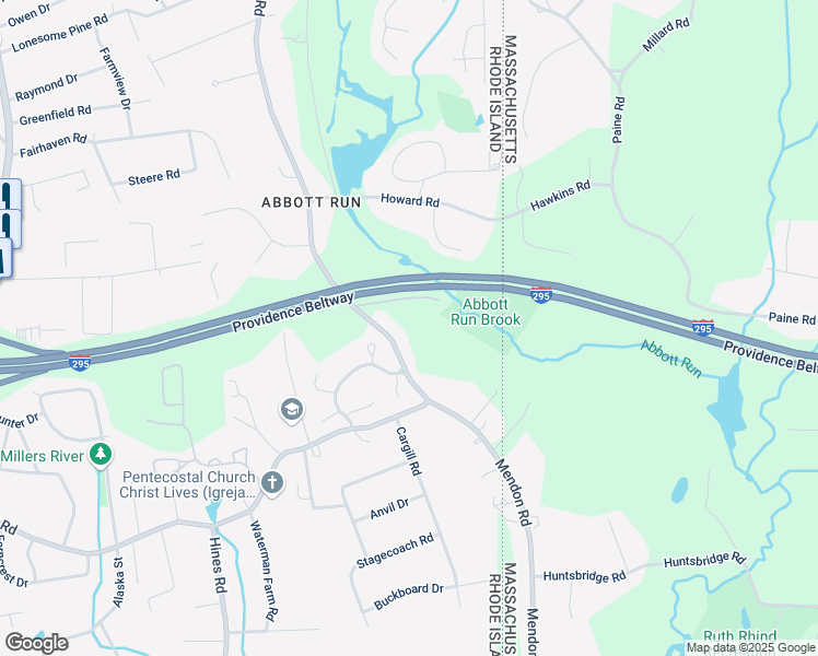 map of restaurants, bars, coffee shops, grocery stores, and more near 53 Abbott Run Valley Road in Cumberland