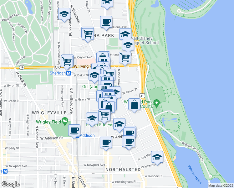 map of restaurants, bars, coffee shops, grocery stores, and more near in Chicago