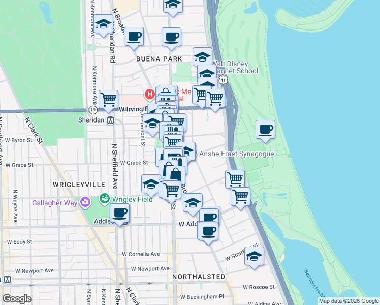 map of restaurants, bars, coffee shops, grocery stores, and more near in Chicago