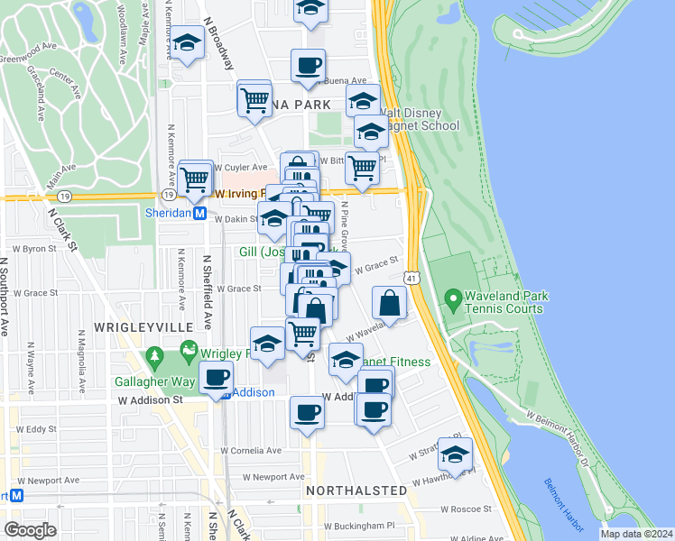 map of restaurants, bars, coffee shops, grocery stores, and more near in Chicago