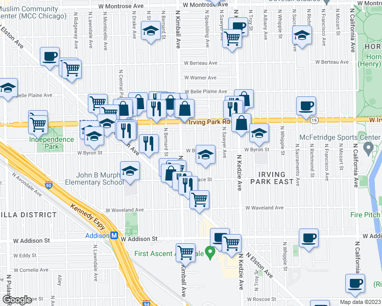 map of restaurants, bars, coffee shops, grocery stores, and more near in Chicago