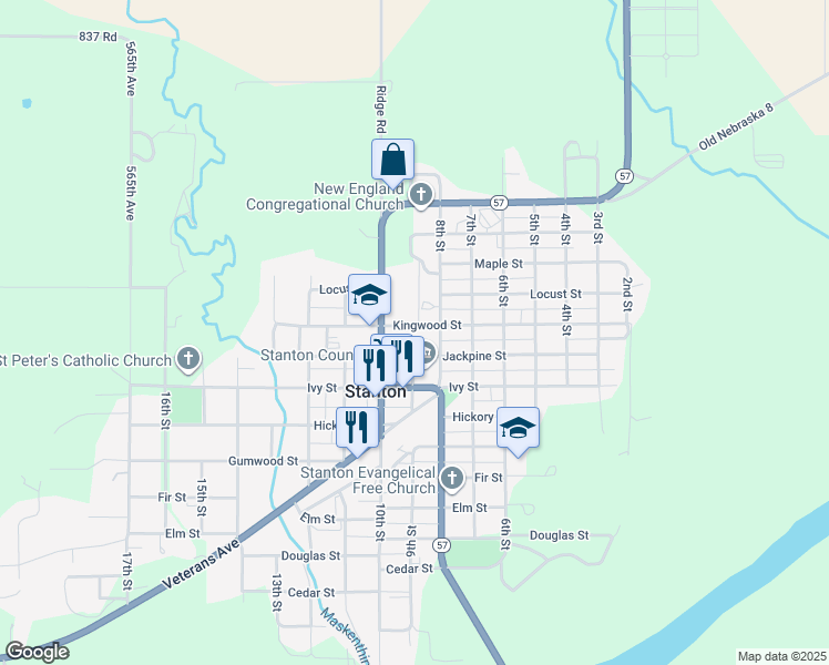map of restaurants, bars, coffee shops, grocery stores, and more near 807 Kingwood Street in Stanton