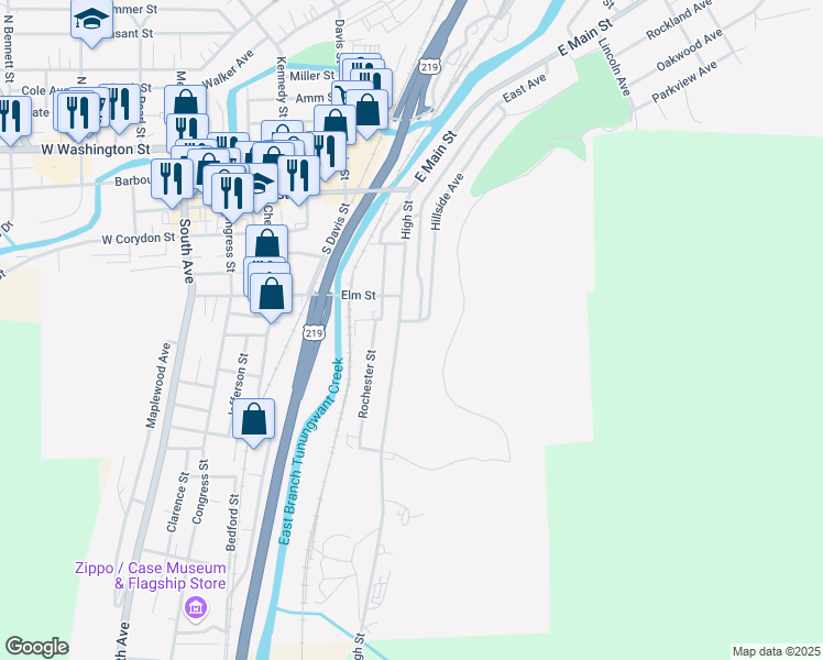 map of restaurants, bars, coffee shops, grocery stores, and more near 14-24 King Street in Bradford