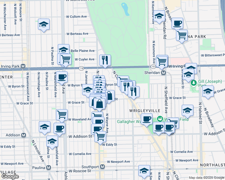 map of restaurants, bars, coffee shops, grocery stores, and more near in Chicago