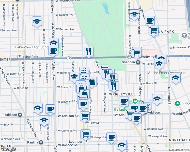 map of restaurants, bars, coffee shops, grocery stores, and more near in Chicago