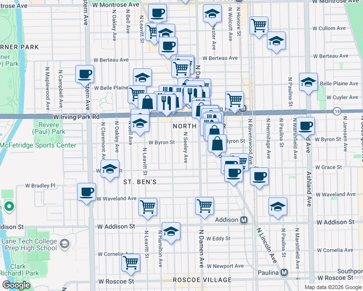 map of restaurants, bars, coffee shops, grocery stores, and more near in Chicago
