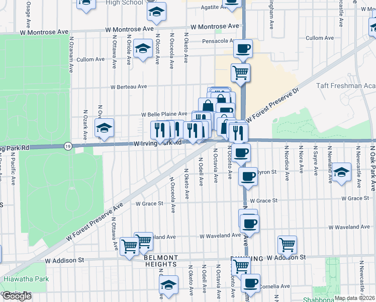 map of restaurants, bars, coffee shops, grocery stores, and more near in Norridge