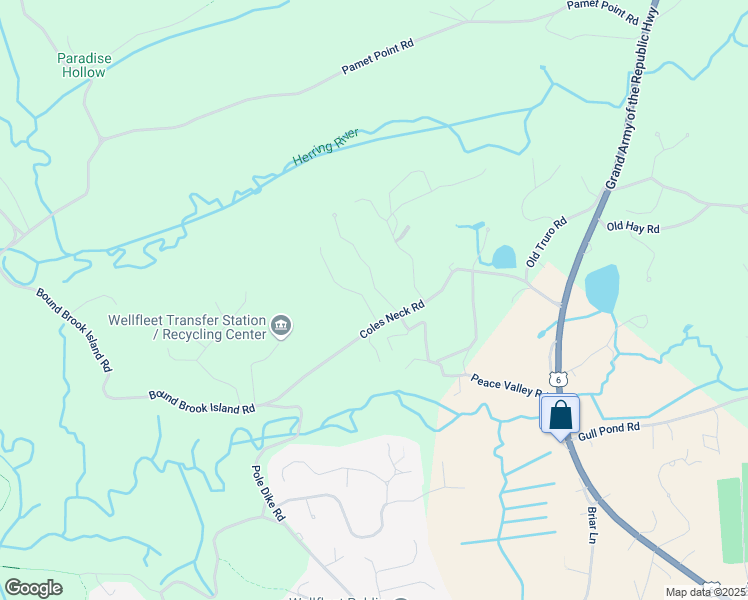 map of restaurants, bars, coffee shops, grocery stores, and more near 25 Whidah Way in Wellfleet