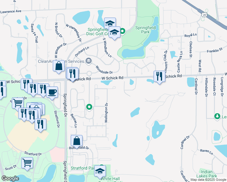 map of restaurants, bars, coffee shops, grocery stores, and more near 292 Needham Drive in Bloomingdale