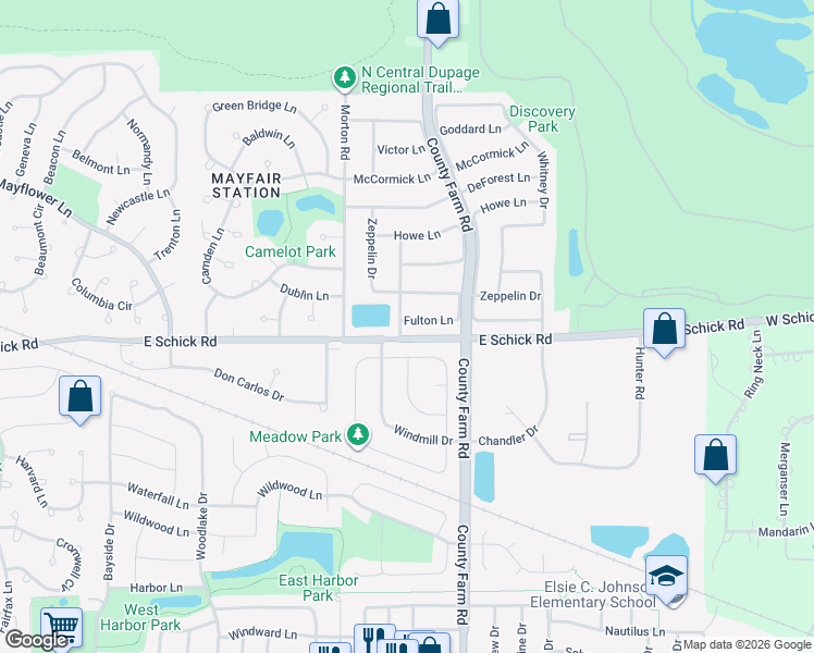 map of restaurants, bars, coffee shops, grocery stores, and more near 1882 Fulton Street in Woodridge