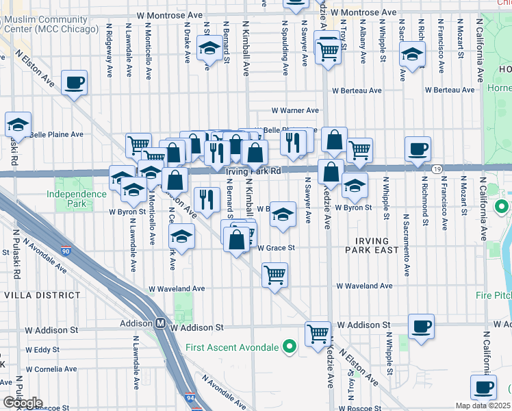 map of restaurants, bars, coffee shops, grocery stores, and more near in Chicago