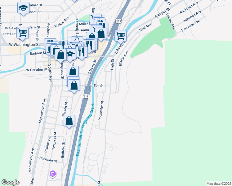 map of restaurants, bars, coffee shops, grocery stores, and more near 14 King Street in Bradford