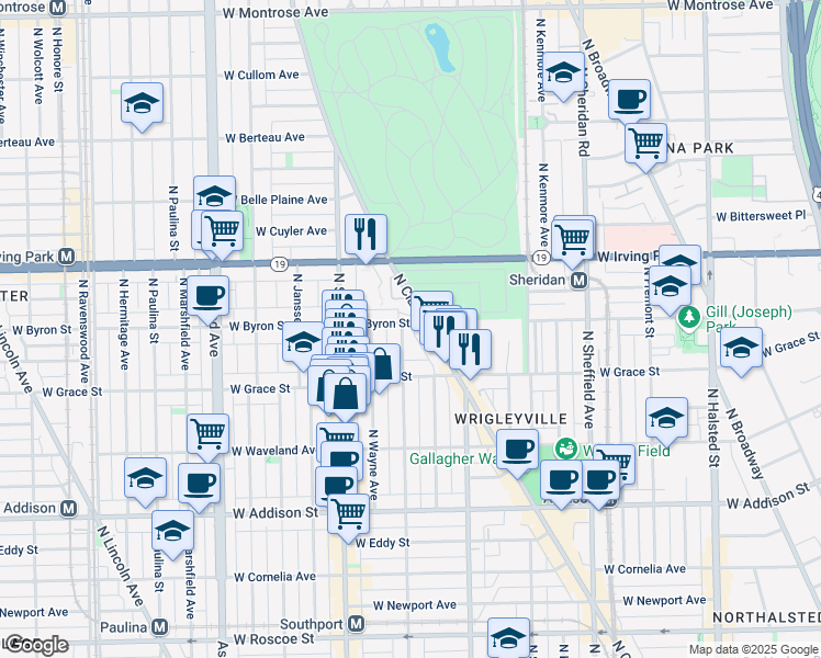 map of restaurants, bars, coffee shops, grocery stores, and more near in Chicago
