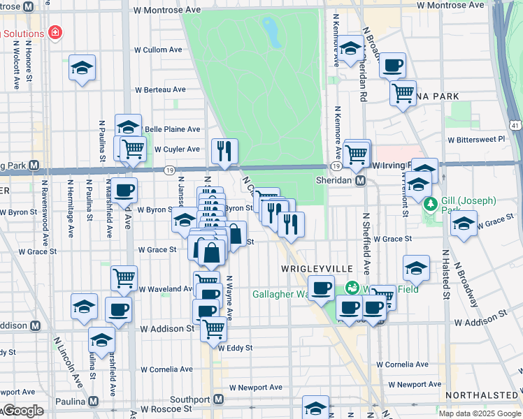 map of restaurants, bars, coffee shops, grocery stores, and more near in Chicago