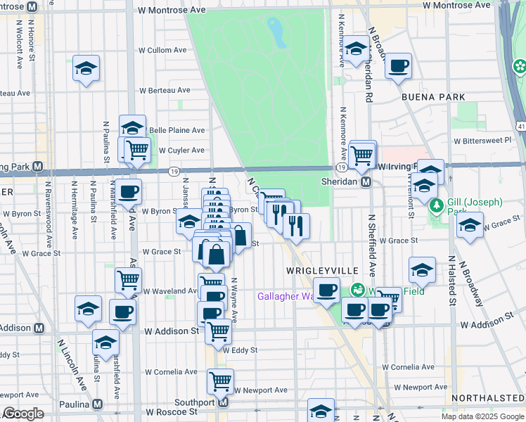 map of restaurants, bars, coffee shops, grocery stores, and more near in Chicago