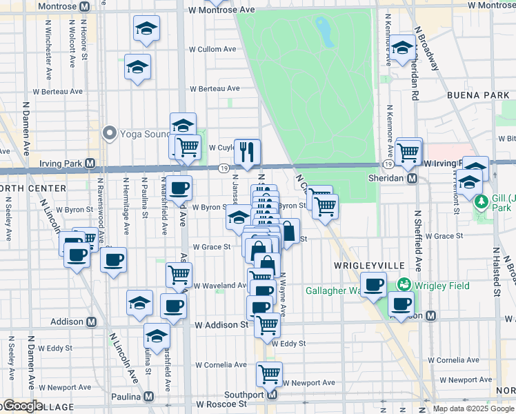 map of restaurants, bars, coffee shops, grocery stores, and more near 3846 North Southport Avenue in Chicago