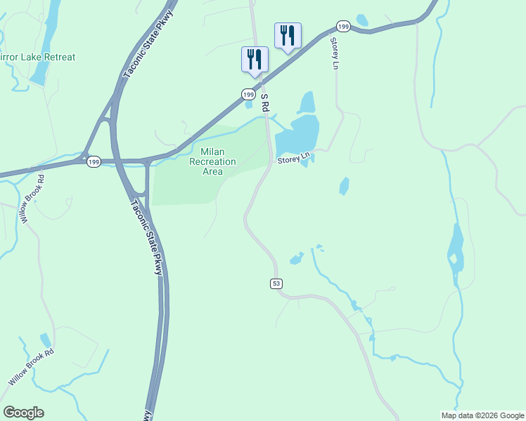 map of restaurants, bars, coffee shops, grocery stores, and more near 99 South Road in Stanfordville
