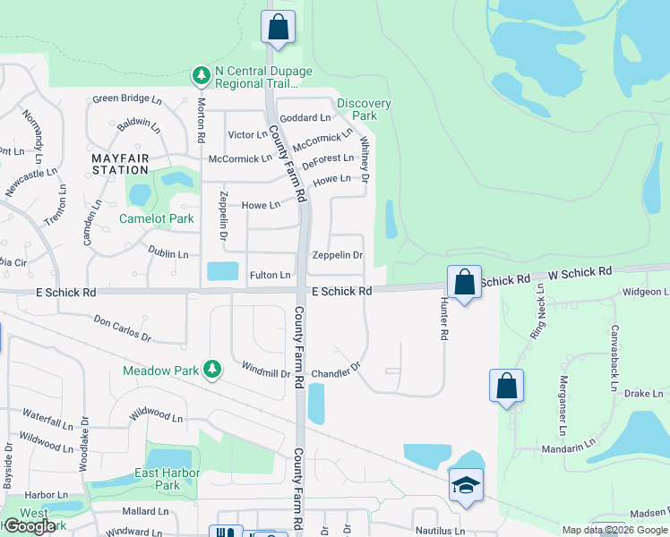 map of restaurants, bars, coffee shops, grocery stores, and more near 1744 Fulton Lane in Hanover Park