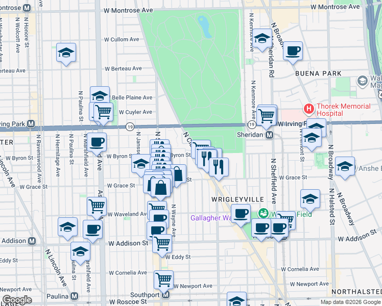 map of restaurants, bars, coffee shops, grocery stores, and more near in Chicago
