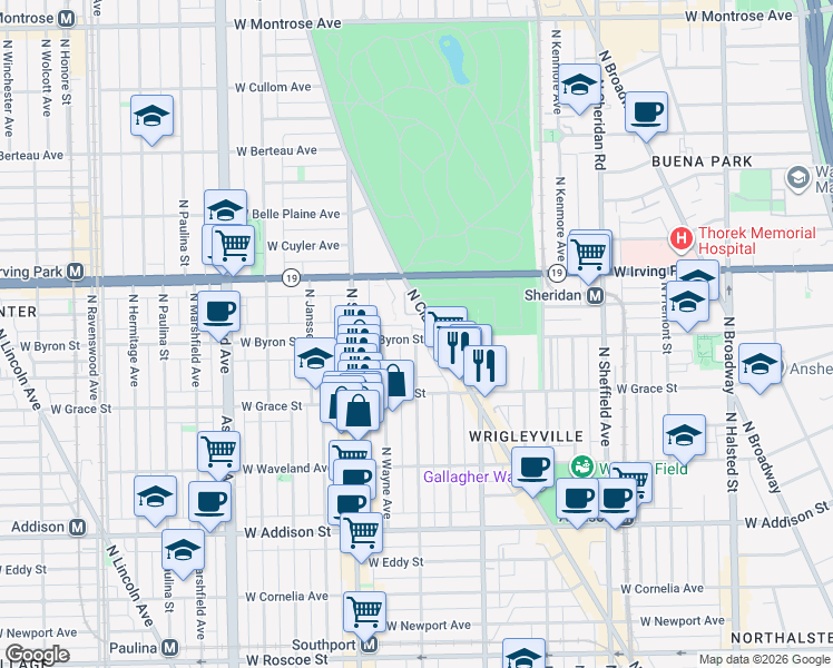map of restaurants, bars, coffee shops, grocery stores, and more near in Chicago