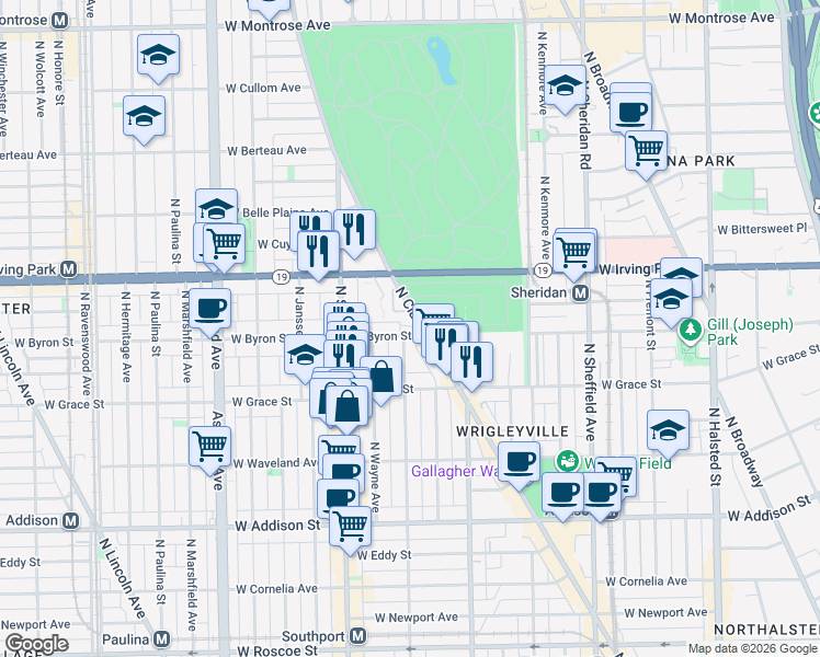 map of restaurants, bars, coffee shops, grocery stores, and more near in Chicago