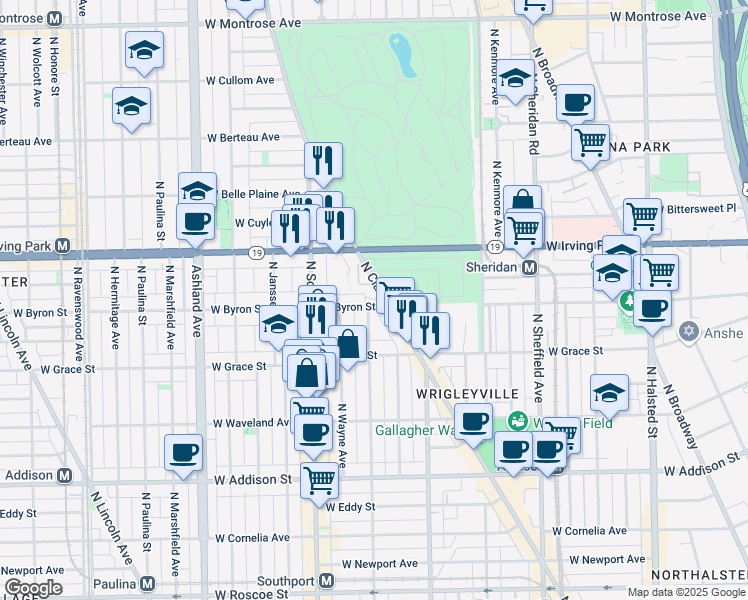 map of restaurants, bars, coffee shops, grocery stores, and more near in Chicago