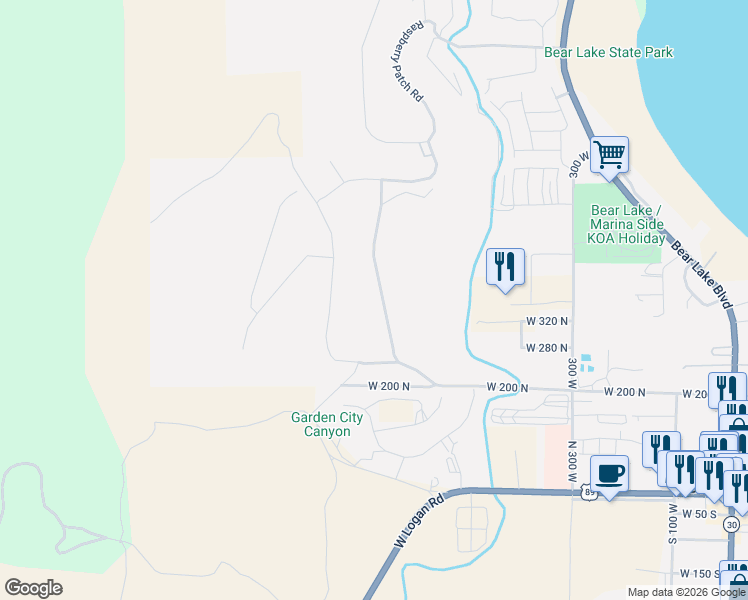 map of restaurants, bars, coffee shops, grocery stores, and more near 50 North in Garden City