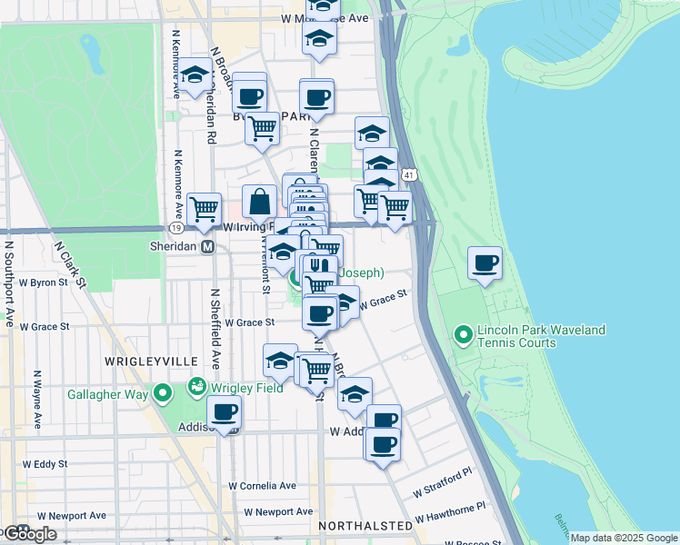 map of restaurants, bars, coffee shops, grocery stores, and more near in Chicago
