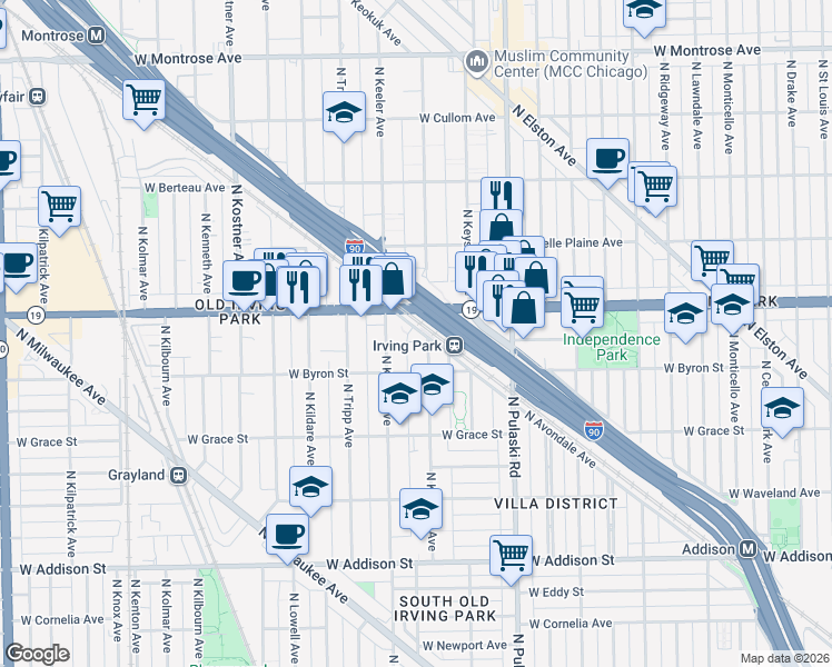 map of restaurants, bars, coffee shops, grocery stores, and more near in Chicago