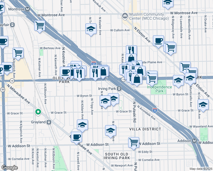 map of restaurants, bars, coffee shops, grocery stores, and more near in Chicago