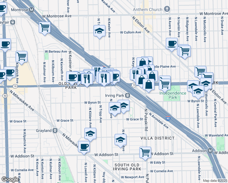 map of restaurants, bars, coffee shops, grocery stores, and more near in Chicago