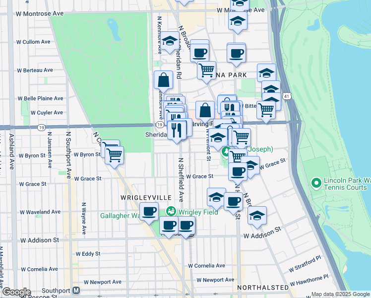 map of restaurants, bars, coffee shops, grocery stores, and more near in Chicago