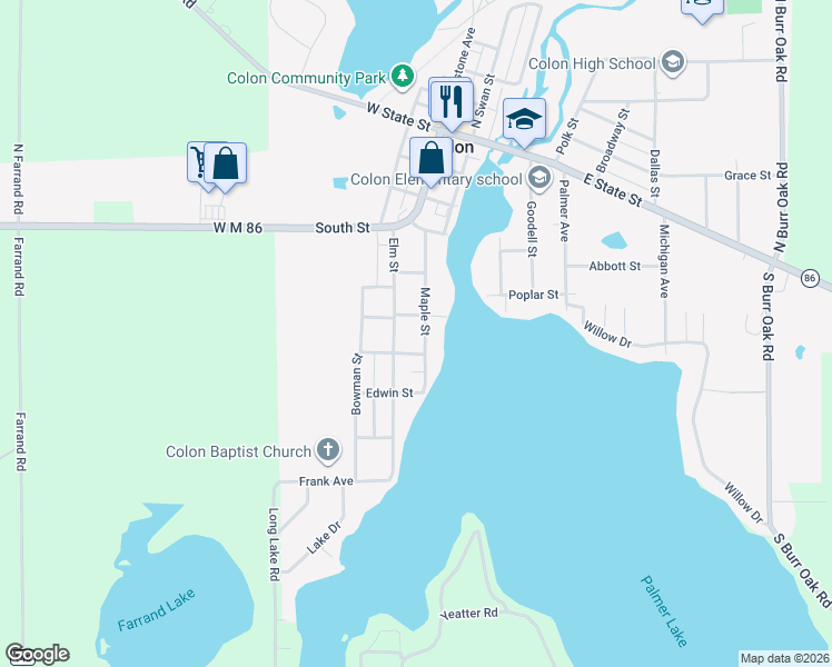 map of restaurants, bars, coffee shops, grocery stores, and more near 545 Maple Street in Colon