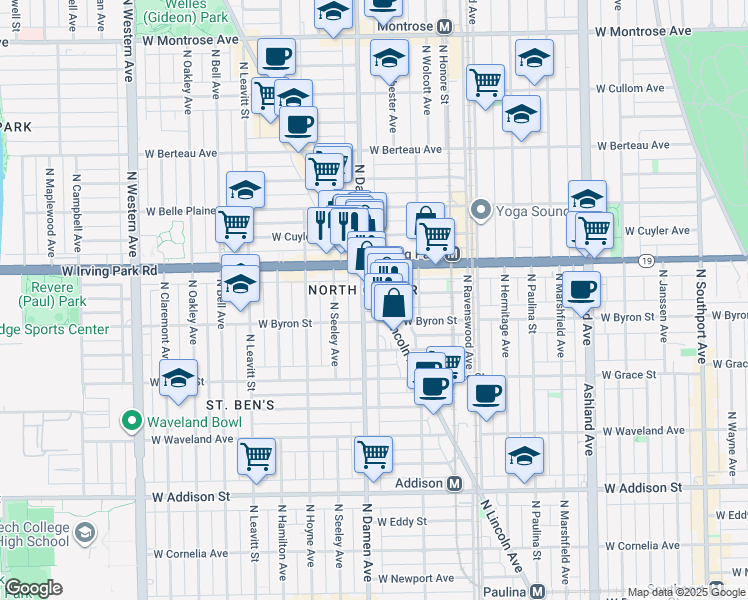 map of restaurants, bars, coffee shops, grocery stores, and more near in Chicago