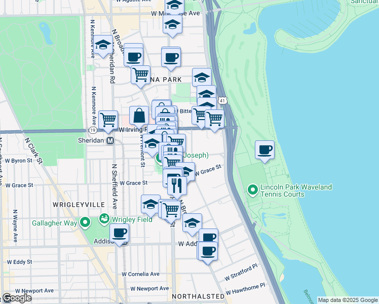 map of restaurants, bars, coffee shops, grocery stores, and more near in Chicago