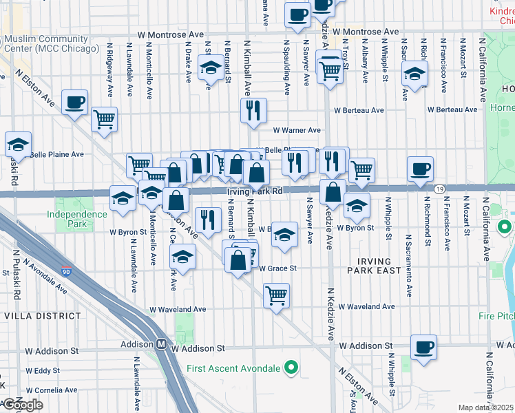 map of restaurants, bars, coffee shops, grocery stores, and more near in Chicago