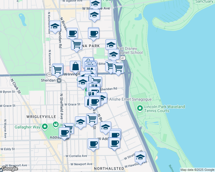 map of restaurants, bars, coffee shops, grocery stores, and more near in Chicago