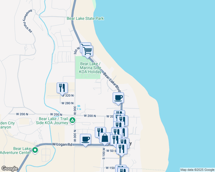 map of restaurants, bars, coffee shops, grocery stores, and more near 379 North Sunrise Drive in Garden City