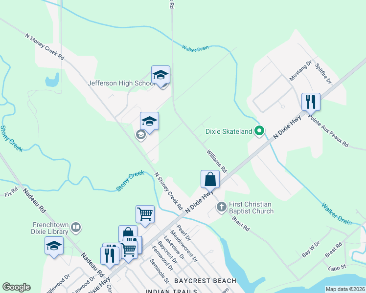 map of restaurants, bars, coffee shops, grocery stores, and more near 5091-5477 Williams Road in Frenchtown Charter Township