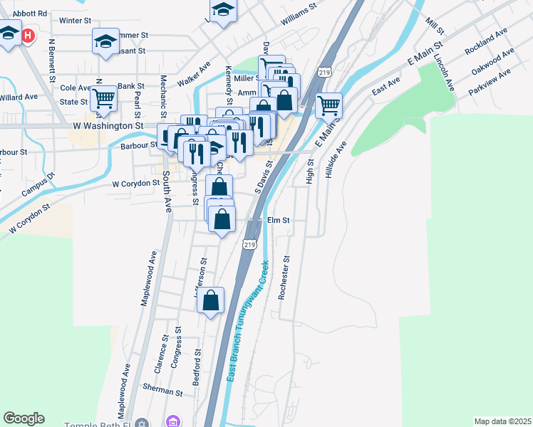map of restaurants, bars, coffee shops, grocery stores, and more near in Bradford