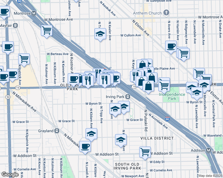 map of restaurants, bars, coffee shops, grocery stores, and more near in Chicago