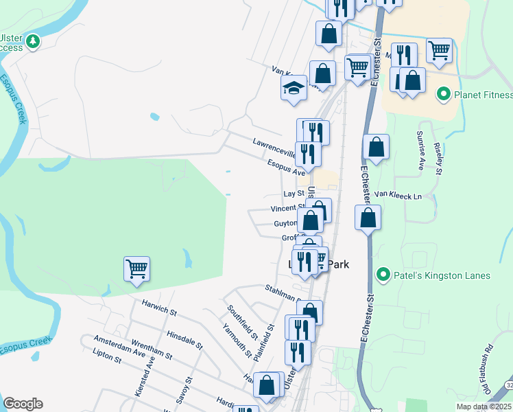 map of restaurants, bars, coffee shops, grocery stores, and more near 82 Vincent Street in Kingston