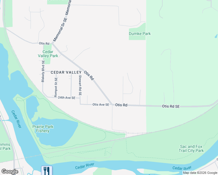 map of restaurants, bars, coffee shops, grocery stores, and more near 2750 Otis Road Southeast in Cedar Rapids