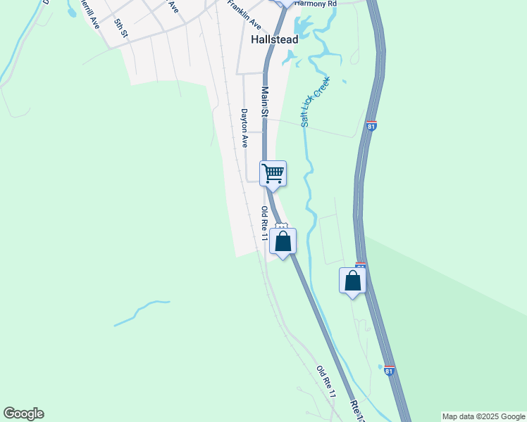 map of restaurants, bars, coffee shops, grocery stores, and more near 4163 Old Lackawanna Trail in Hallstead