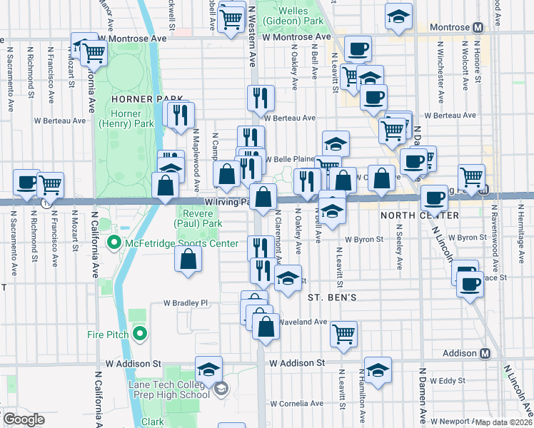 map of restaurants, bars, coffee shops, grocery stores, and more near in Chicago