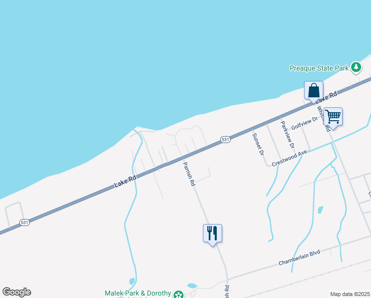 map of restaurants, bars, coffee shops, grocery stores, and more near 1164 West Lake Erie Avenue in Conneaut