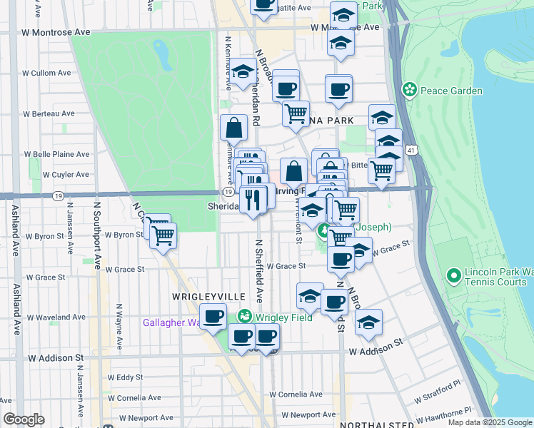map of restaurants, bars, coffee shops, grocery stores, and more near in Chicago