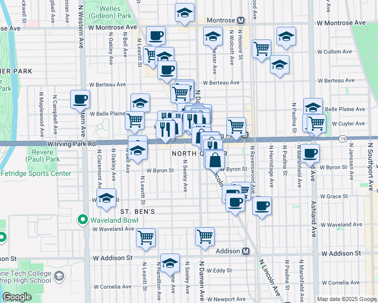 map of restaurants, bars, coffee shops, grocery stores, and more near in Chicago